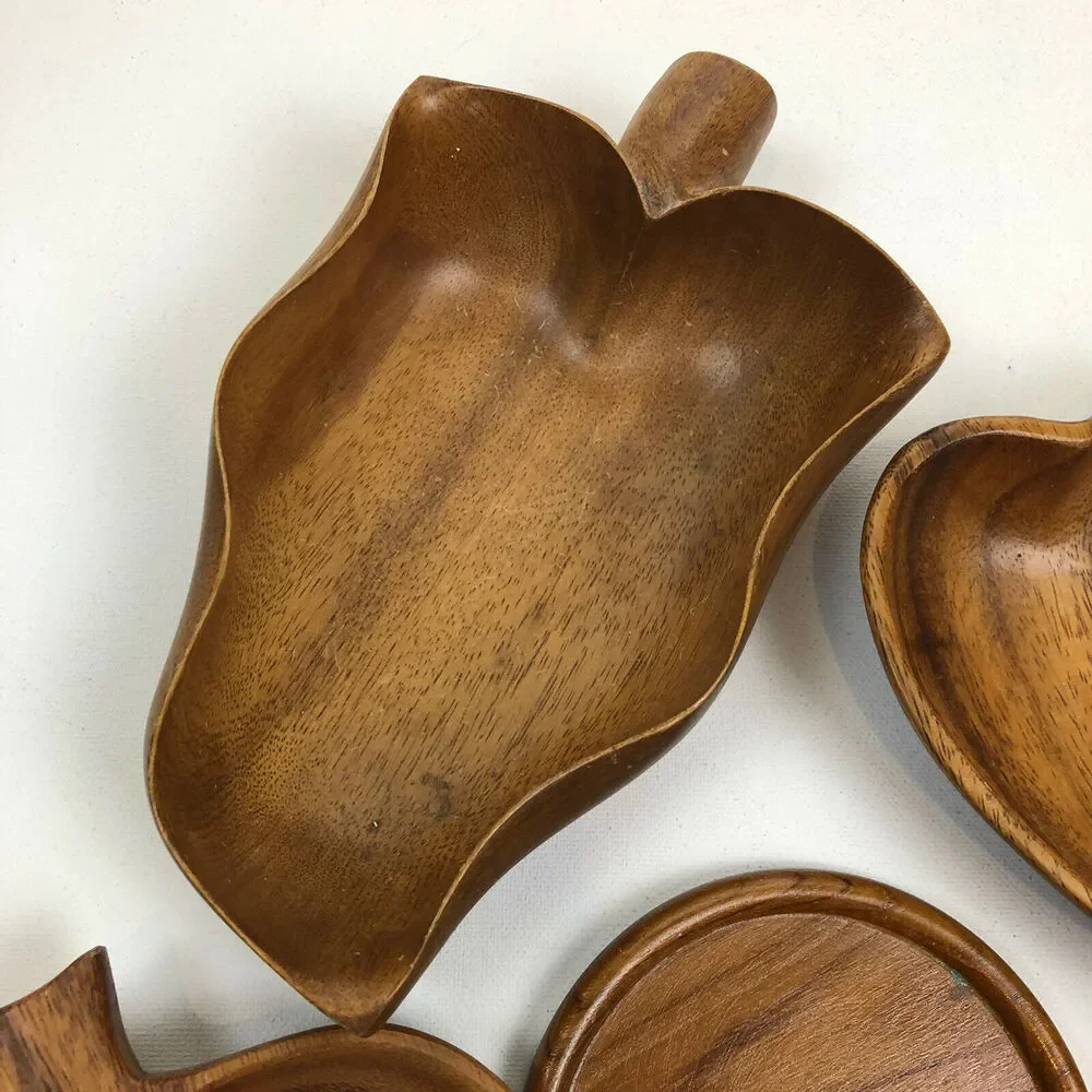 Vintage Wooden Decorative fruit trays Plates lot of 8